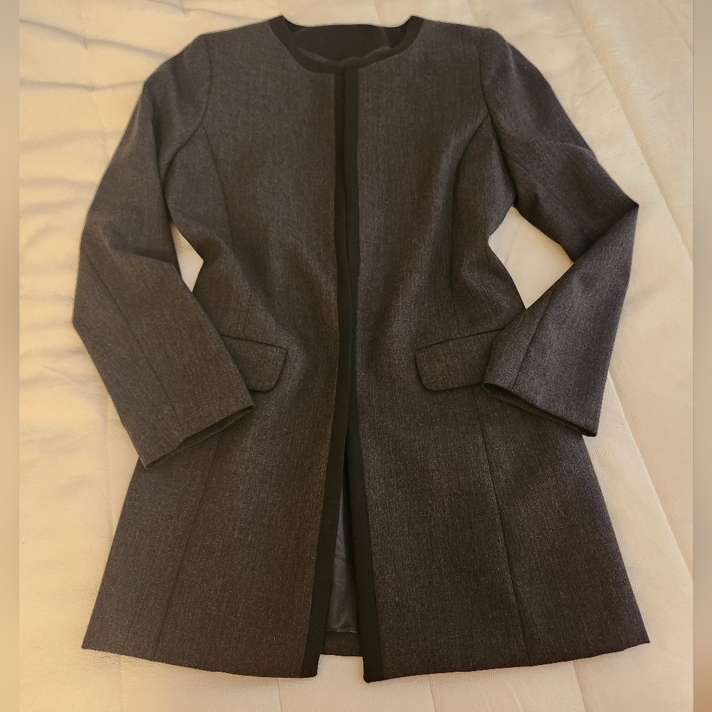 Pendleton 100% Virgin Wool Open Jacket/Blazer Women’s Gray Black Sz 8